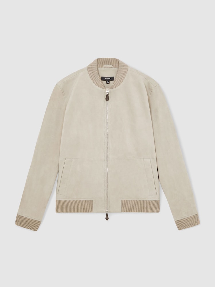 Reiss Grey Burnham Bomber Jacket - Image 2 of 6 Reiss Grey Burnham Bomber Jacket - Image 2 of 6