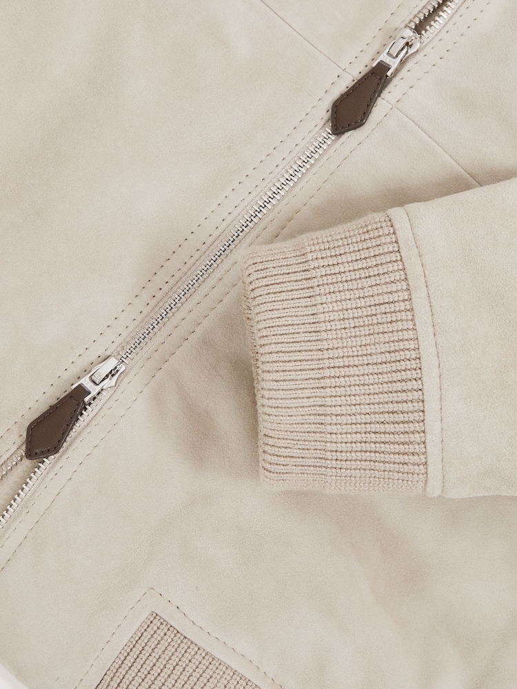 Reiss Grey Burnham Bomber Jacket - Image 6 of 6 Reiss Grey Burnham Bomber Jacket - Image 6 of 6