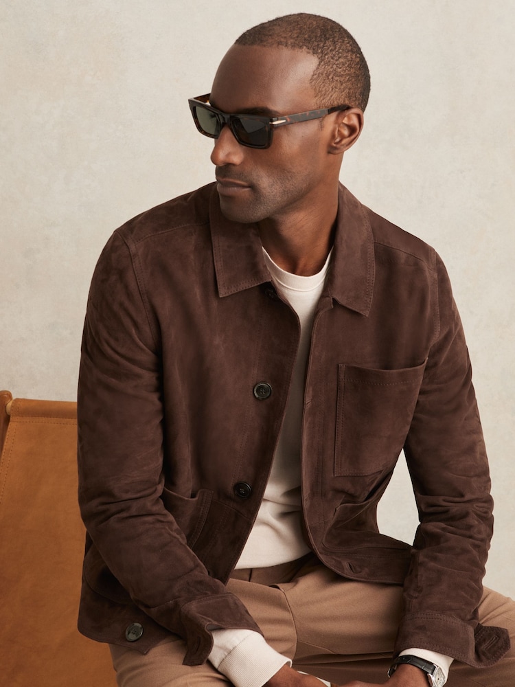 Reiss Chocolate Brown Wilstead Jacket - Image 1 of 7