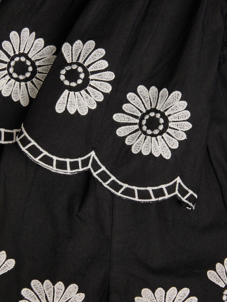 Monsoon Black Embroidered 100% Cotton Top & Shorts Set - Image 4 of 4