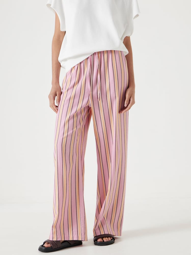 Hush Pink Cotton Stripe Trousers - Image 1 of 5