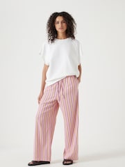 Hush Pink Cotton Stripe Trousers - Image 3 of 5