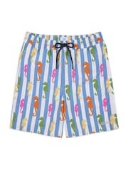 Chelsea Peers Blue Seahorse Stripe Print Swim Shorts - Image 3 of 5