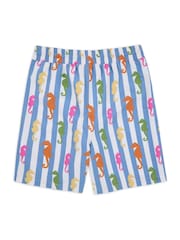 Chelsea Peers Blue Seahorse Stripe Print Swim Shorts - Image 4 of 5