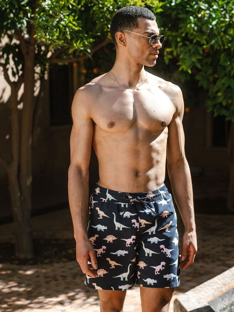 Chelsea Peers Blue Dinosaur Print Swim Shorts - Image 1 of 5