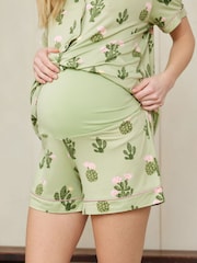 Chelsea Peers Green Maternity Pyjamas Maternity Cactus Print Short Pyjamas Set - Image 3 of 5