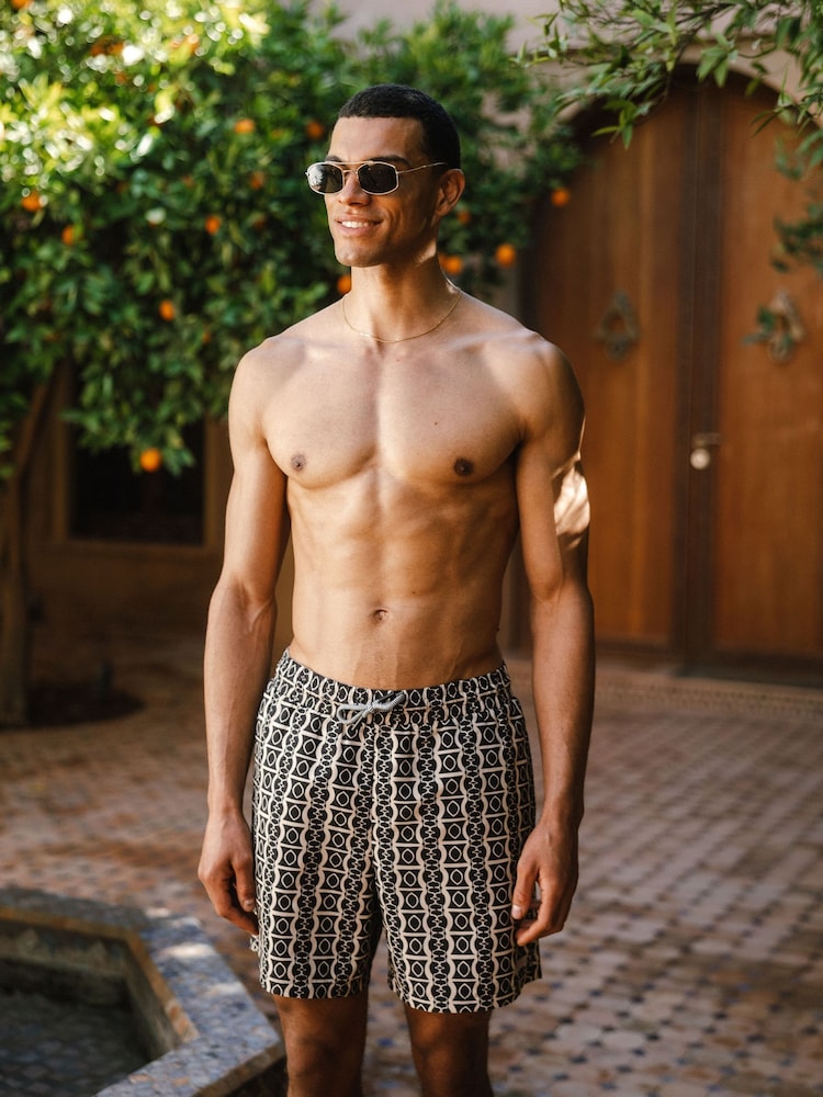 Chelsea Peers Black Abstract Print Swim Shorts - Image 1 of 5