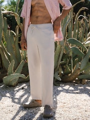 Chelsea Peers White Linen-Blend Relaxed Trousers - Image 2 of 5