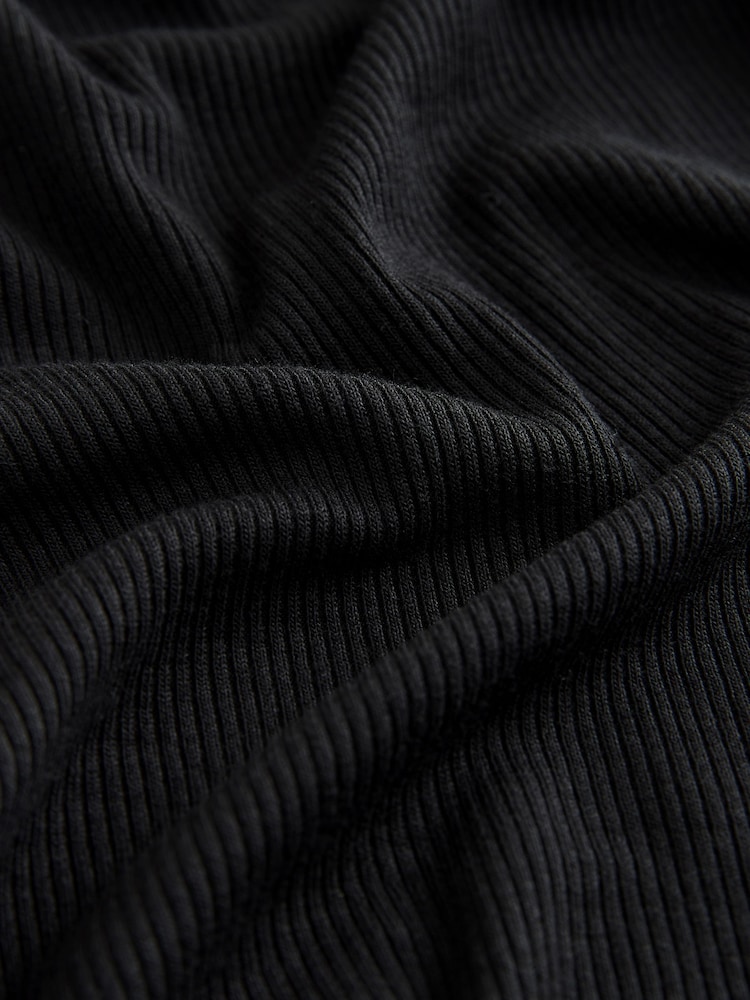 Black Ribbed Long Sleeve Pyjamas - Image 3 of 3 Black Ribbed Long Sleeve Pyjamas - Image 3 of 3