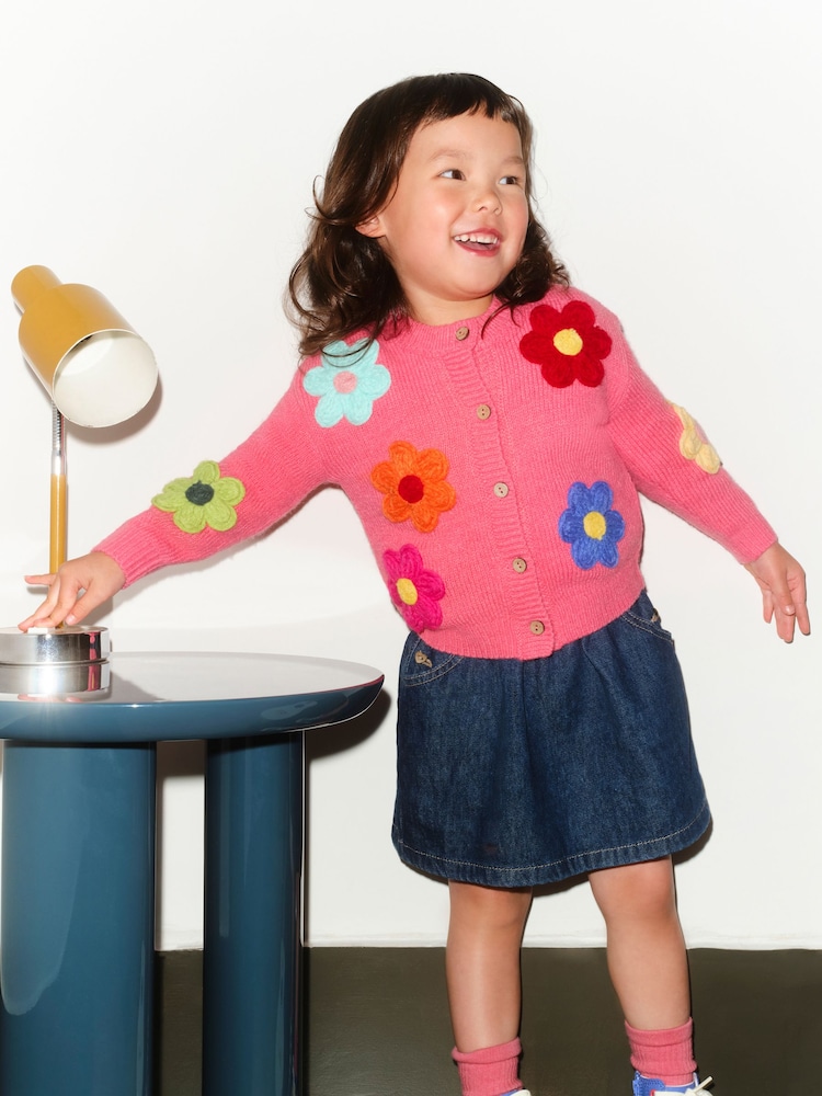 Pink 3D Flower Cardigan (3mths-7yrs) - Image 2 of 9