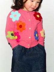 Pink 3D Flower Cardigan (3mths-7yrs) - Image 5 of 9