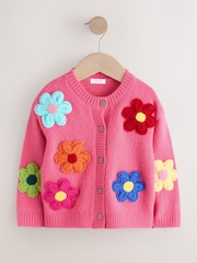 Pink 3D Flower Cardigan (3mths-7yrs) - Image 6 of 9