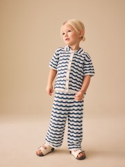 Navy Stripe Knitted Shirt and Trousers Set (3mths-10yrs) - Image 1 of 9