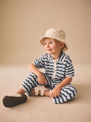 Navy Stripe Knitted Shirt and Trousers Set (3mths-10yrs) - Image 3 of 9