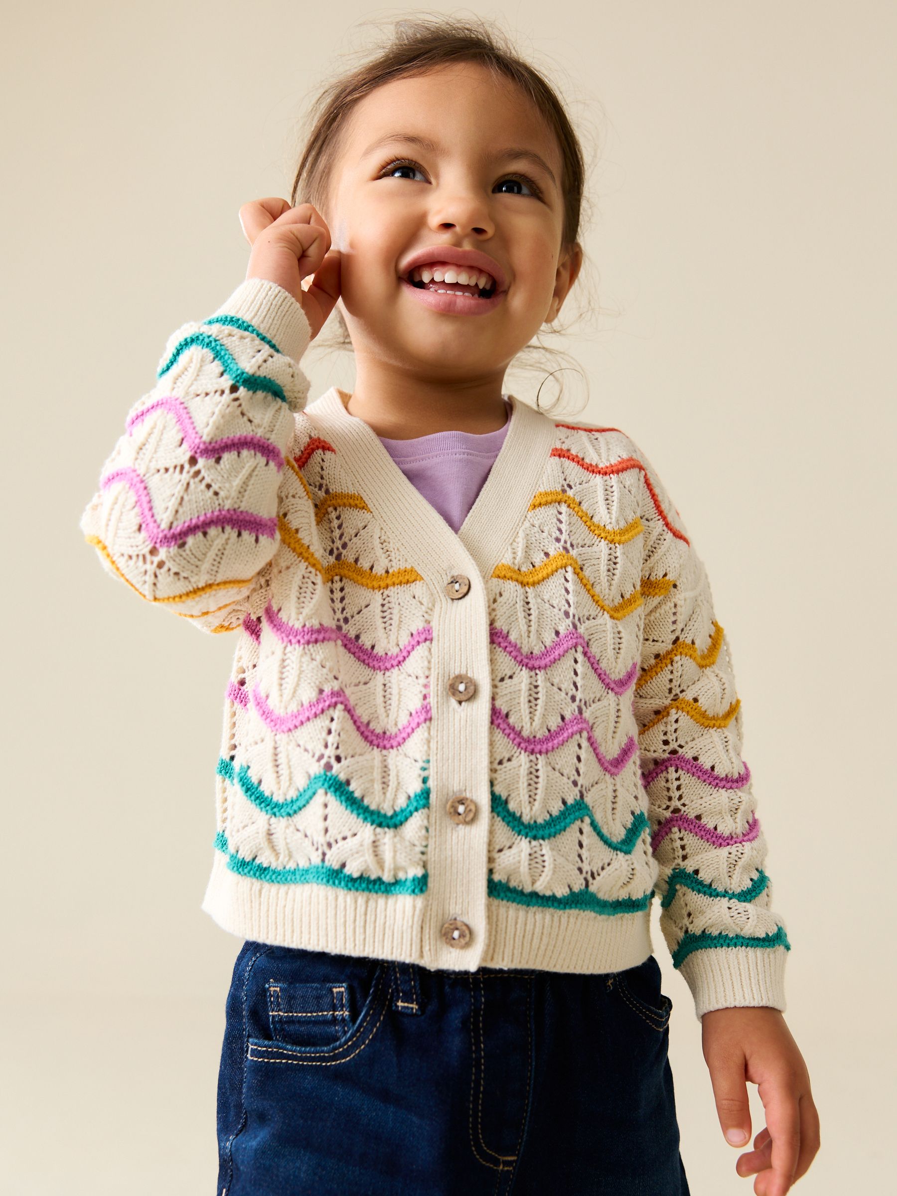 Buy Rainbow Wavy V-Neck Cardigan (3mths-7yrs) from Next Romania
