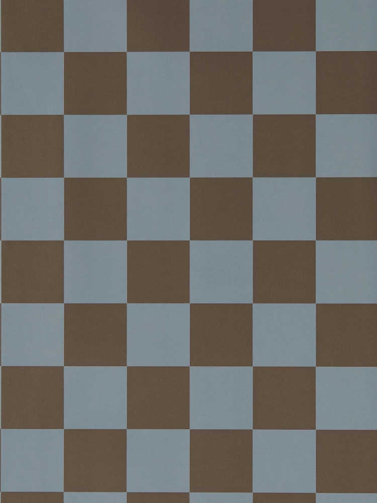Harlequin Atlantic/Chocolate Blenets Check Henry Holland 10M Wallpaper - Image 1 of 2