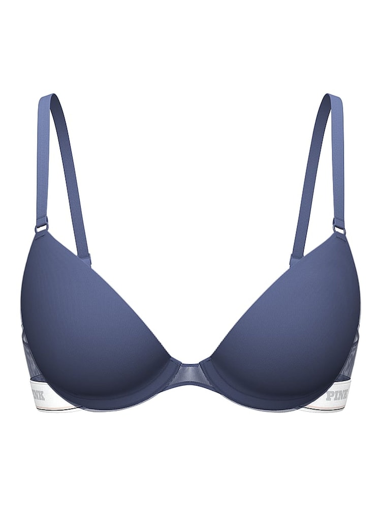 Victoria's Secret PINK Dusty Iris Blue Super Push Up Mesh Bra - Image 3 of 3 Victoria's Secret PINK Dusty Iris Blue Super Push Up Mesh Bra - Image 3 of 3