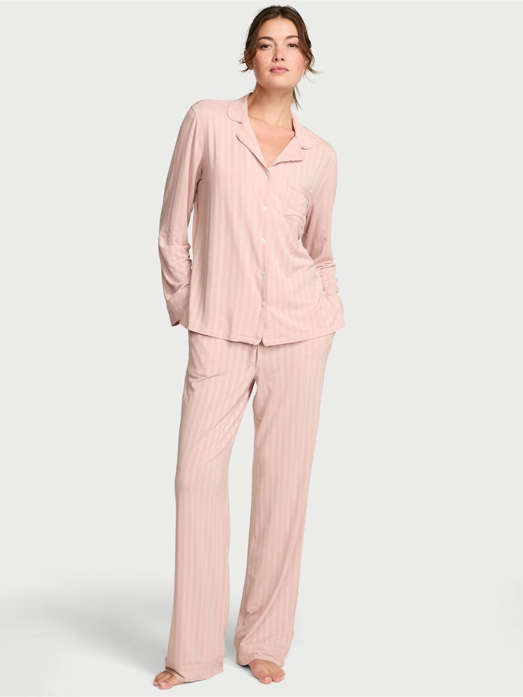 Victoria's Secret Bare All Pink Modal Long Pyjamas Set - Image 1 of 2