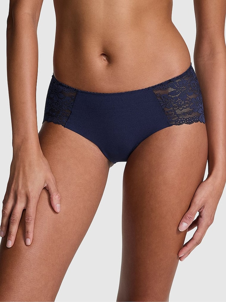 Victoria's Secret PINK Midnight Navy Blue Hipster No Show Lace Trim Knickers - Image 1 of 3 Victoria's Secret PINK Midnight Navy Blue Hipster No Show Lace Trim Knickers - Image 1 of 3