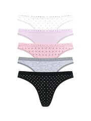 Victoria's Secret White/Purple/Pink/Grey/Black Thong Logo 5 Pack Knickers - Image 1 of 1