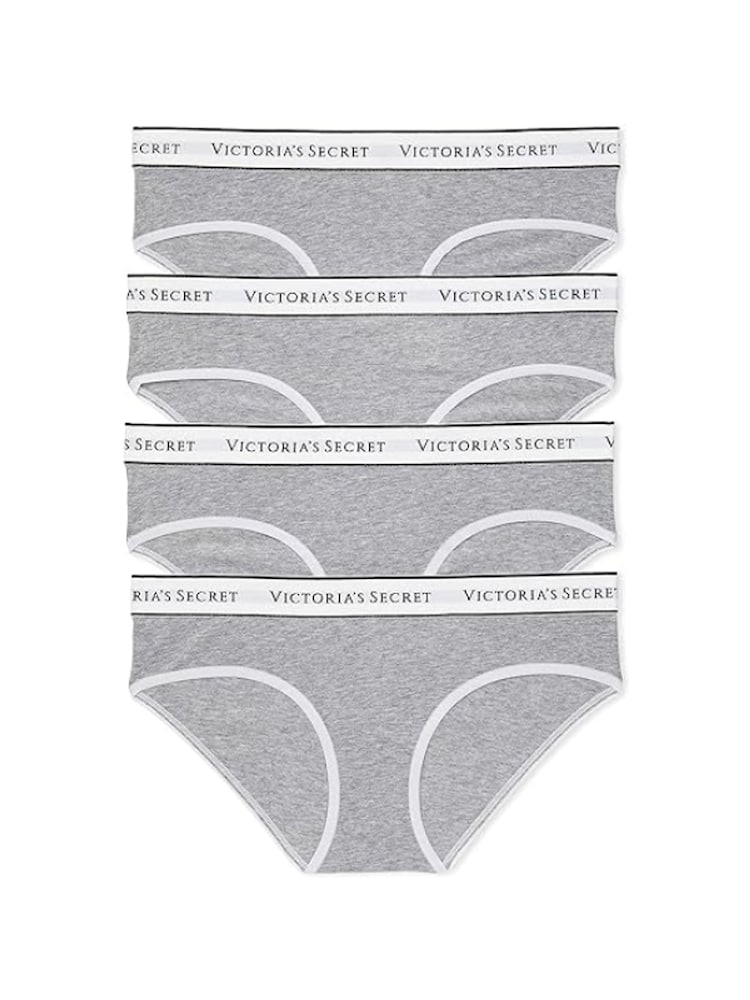 Victoria's Secret Heather Grey Hipster Logo 4 Pack Knickers - Image 1 of 6