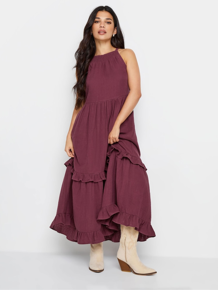 Rot - PixieGirl Petite 100% Cotton Halter Tiered Maxi Dress - Bild 1 von 6 Rot - PixieGirl Petite 100% Cotton Halter Tiered Maxi Dress - Bild 1 von 6