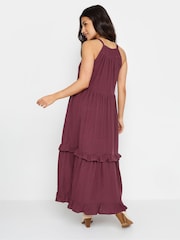 Rot - PixieGirl Petite 100% Cotton Halter Tiered Maxi Dress - Bild 3 von 6