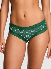 Victoria's Secret PINK Jaguar Green Cheeky Lace Trim Rib Knickers - Image 1 of 2