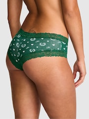 Victoria's Secret PINK Jaguar Green Cheeky Lace Trim Rib Knickers - Image 2 of 2