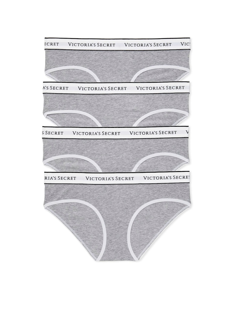 Victoria's Secret Medium Heather Grey Hipster Logo 4 Pack Knickers - Image 6 of 6