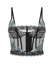 Victoria's Secret Siren Black Sequin Embroidery Corset - Image 1 of 2