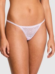 Victoria's Secret PINK Purple Whisper G-String Eyelet Lace Knickers - Image 1 of 3