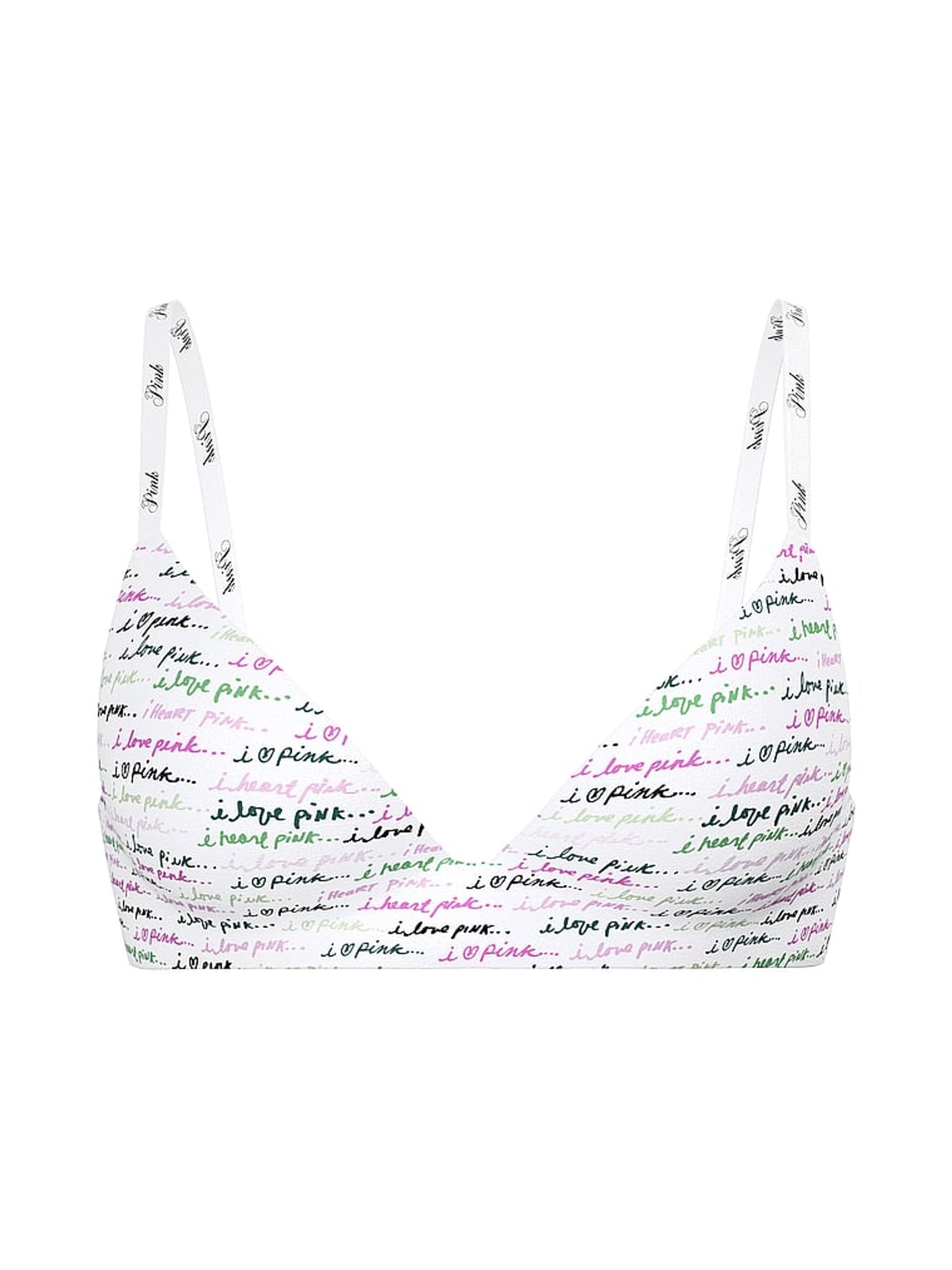 Victoria's Secret PINK White Script Print Bra
