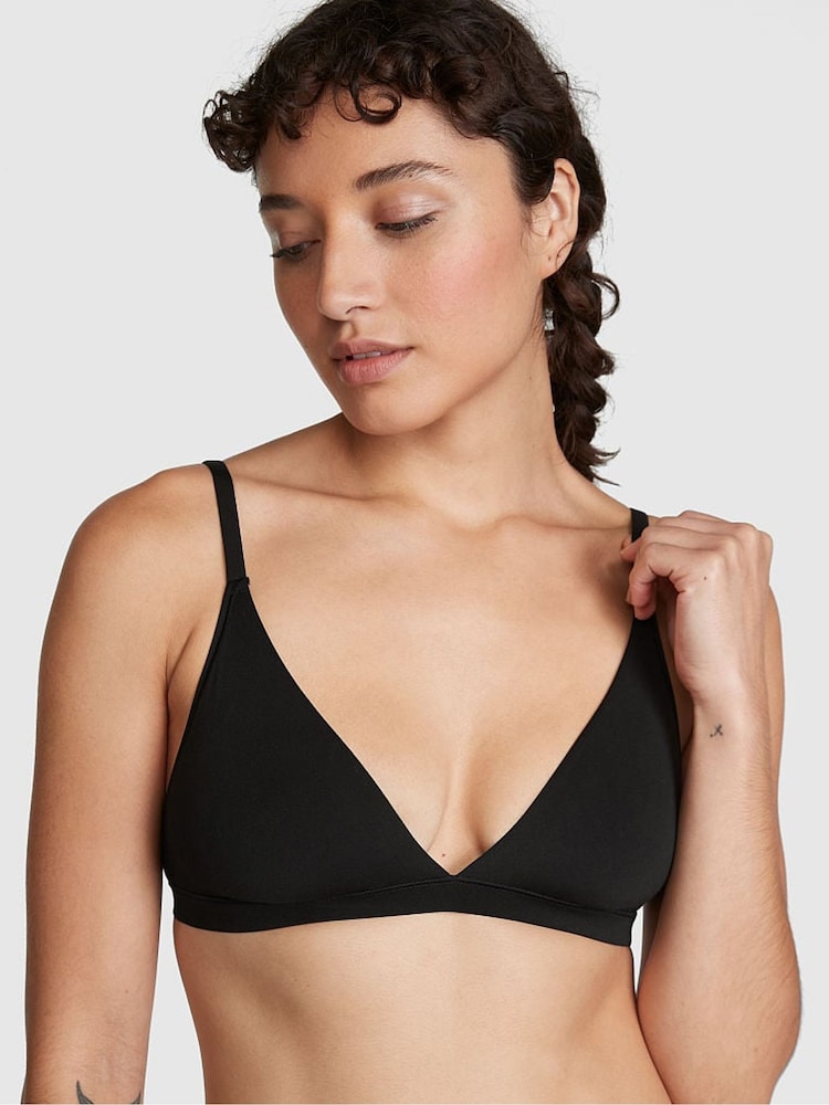 Victoria's Secret PINK Black Triangle Stretch Bralette - Image 1 of 3 Victoria's Secret PINK Black Triangle Stretch Bralette - Image 1 of 3