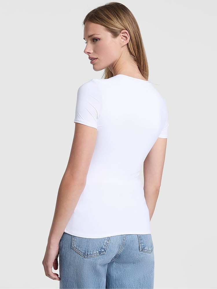Victoria's Secret PINK White Soft Stretch T-Shirt - Image 2 of 3