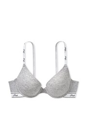 Victoria's Secret PINK Medium Heather Grey Cotton Cotton Logo Bra - Image 3 of 3