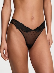 Victoria's Secret Black Sheer Rose Print Knickers - Image 1 of 3