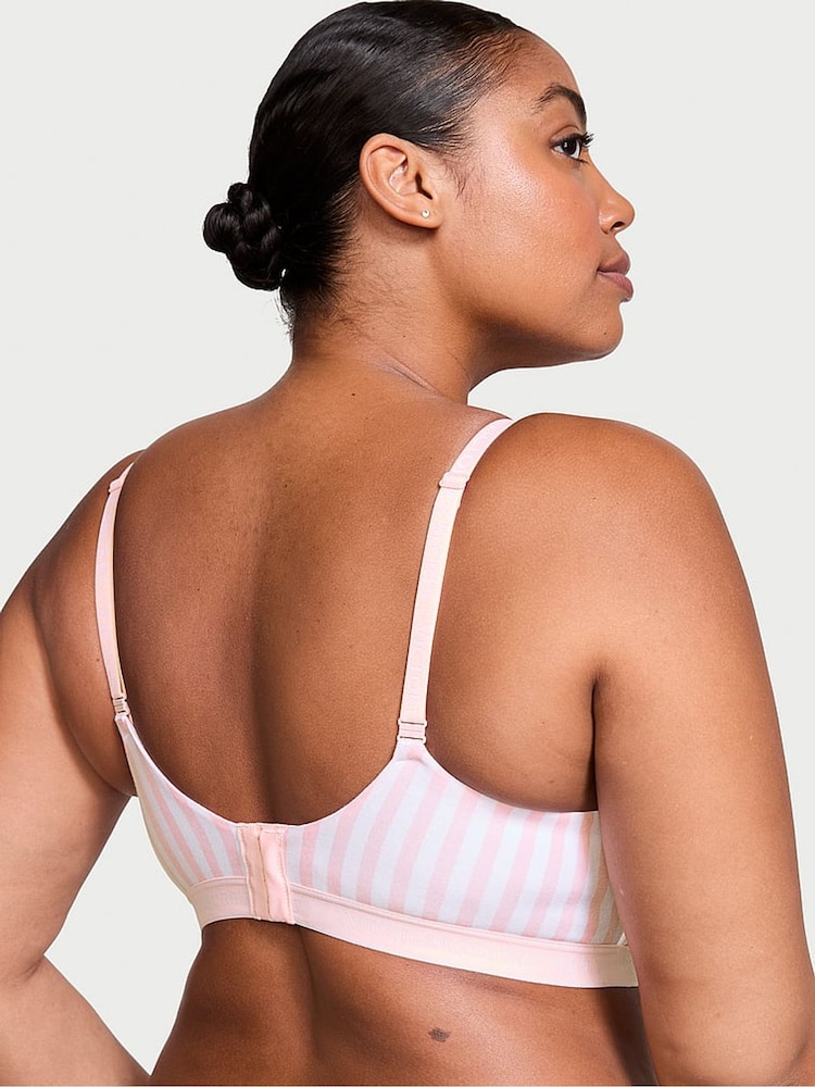 Victoria's Secret Pink Stripes Lightly Lined Non Wired Cotton Logo Bra - Image 2 of 3
