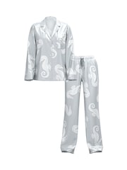 Victoria's Secret Grey Fog Seahorses Satin Long Pyjamas Set - Image 3 of 3