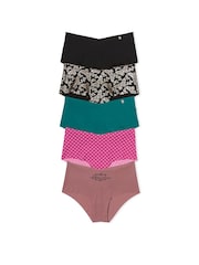Victoria's Secret Black/Green/Pink Cheeky 5 Pack Knickers - Image 1 of 3