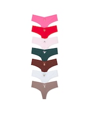 Victoria's Secret PINK Pink/Red/Green/Brown/White 7 Pack Knickers - Image 1 of 1