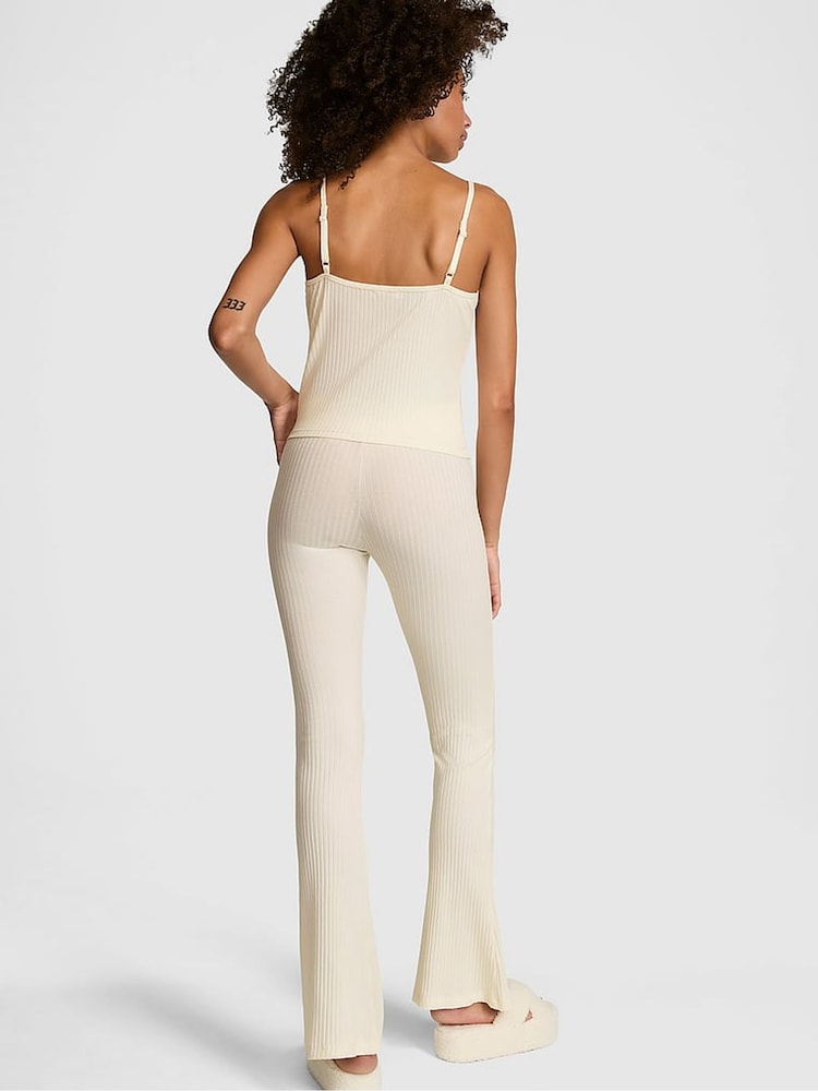 Victoria's Secret PINK Creamer White Ribbed Pyjama Set - Image 2 of 2 Victoria's Secret PINK Creamer White Ribbed Pyjama Set - Image 2 of 2
