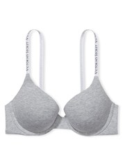 Victoria's Secret Medium Heather Grey Full Cup Push Up Cotton Logo Bra - Image 3 of 4