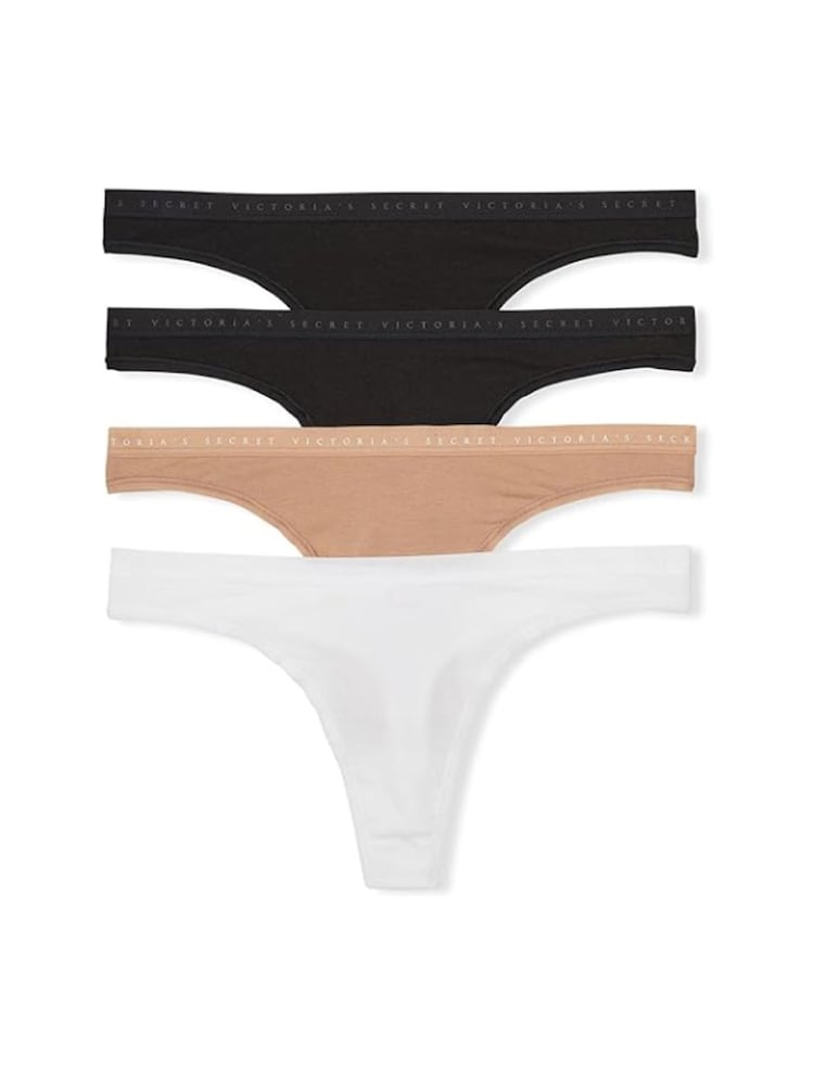 Victoria's Secret Black/White/Nude Thong Logo 4 Pack Knickers - Image 2 of 6 Victoria's Secret Black/White/Nude Thong Logo 4 Pack Knickers - Image 2 of 6