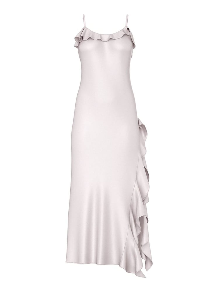 Victoria's Secret Grey Lilac Ruffled Maxi Slip Dress - Image 1 of 2 Victoria's Secret Grey Lilac Ruffled Maxi Slip Dress - Image 1 of 2