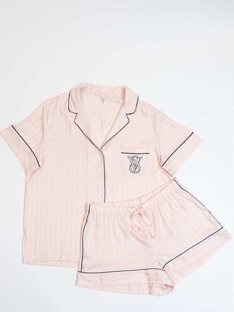 Victoria's Secret Pink Satin Short Pyjamas Set - Image 3 of 3 Victoria's Secret Pink Satin Short Pyjamas Set - Image 3 of 3