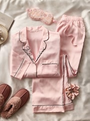 Victoria's Secret Angel Pink with Embroidery Satin Long Pyjamas Set - Image 4 of 5