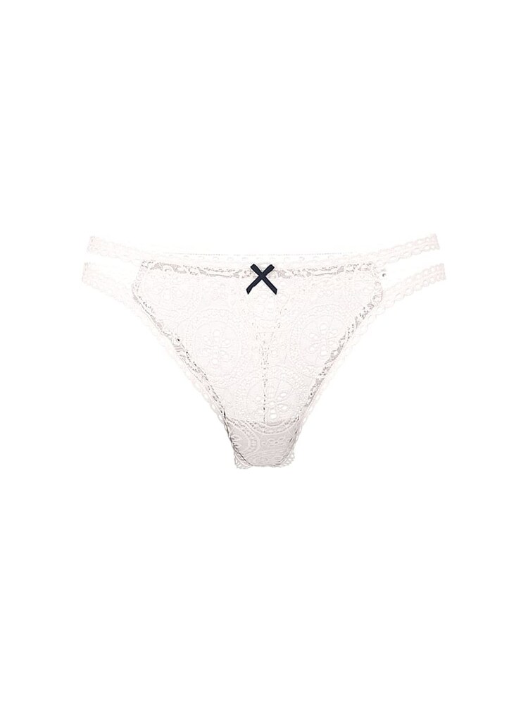 Victoria's Secret PINK Coconut White Double Strap Thong Eyelet Lace Knickers - Image 3 of 3