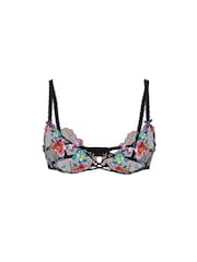 Victoria's Secret Dark Blossom Black Unlined Demi Embroidery Bra - Image 3 of 3