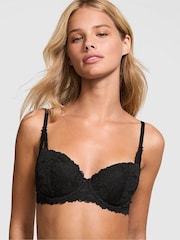 Victoria's Secret PINK Black Floral Lace Lightly Lined Balcony Bra - Image 1 of 3